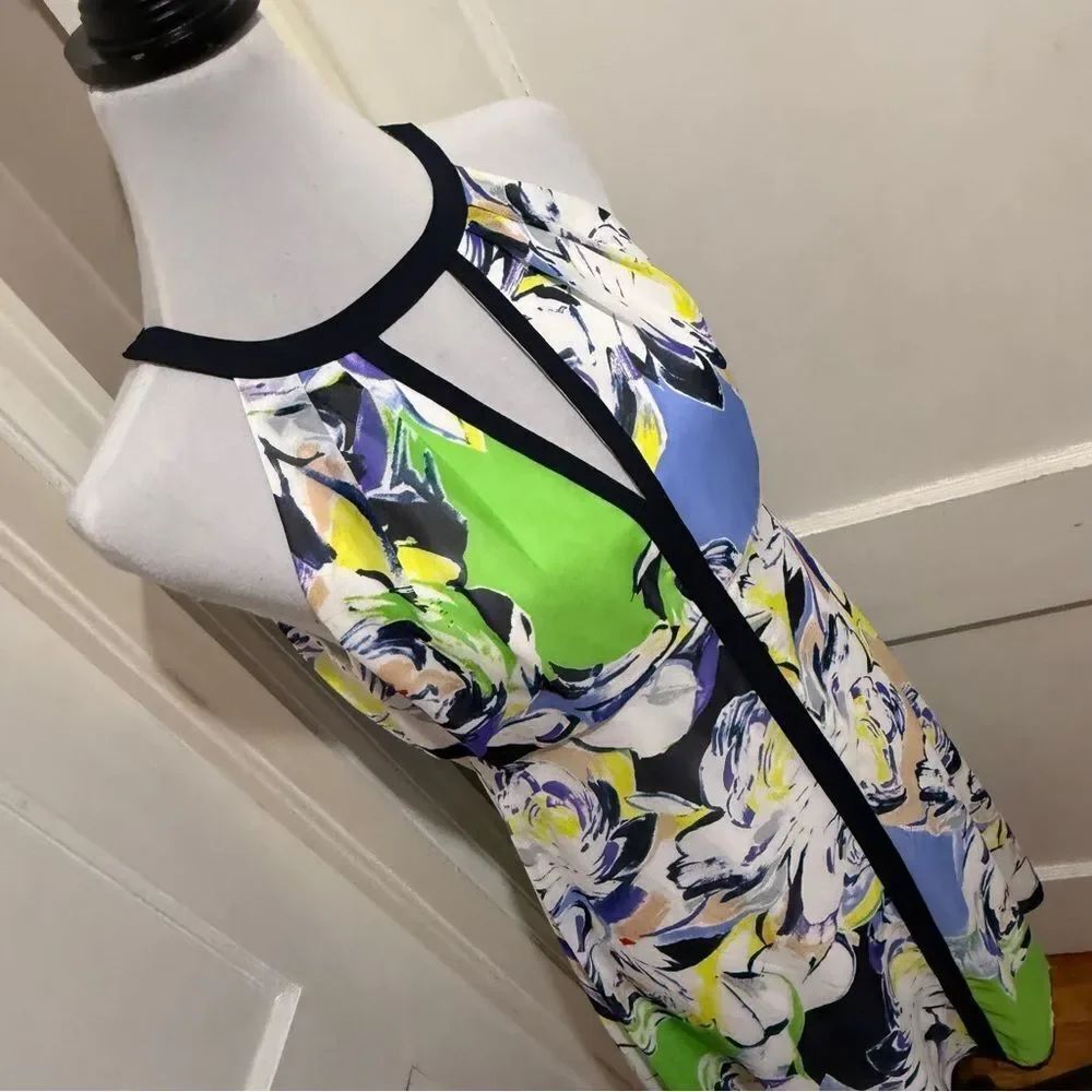 New with Tags! Adrianna Papell Cocktail Length Cool Floral Sleeveless Dress
